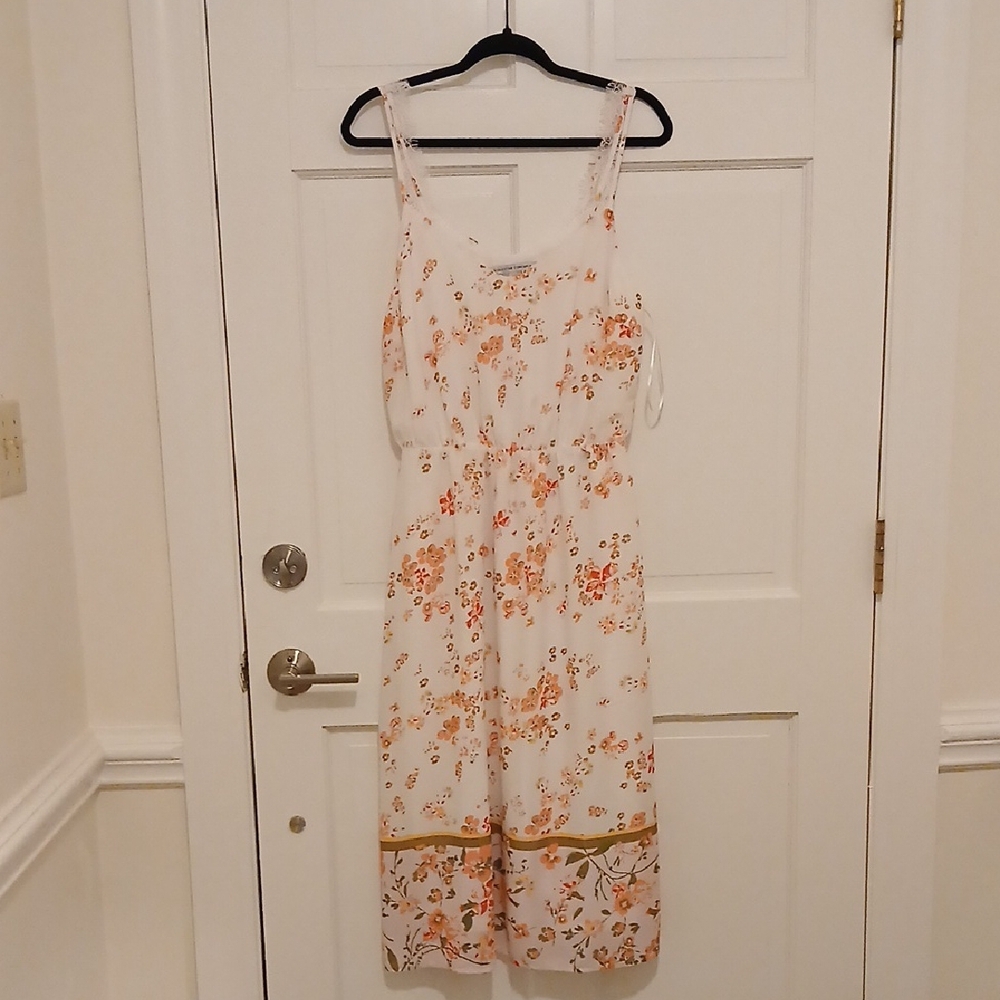 Collective Concepts White and Orange Floral Dress